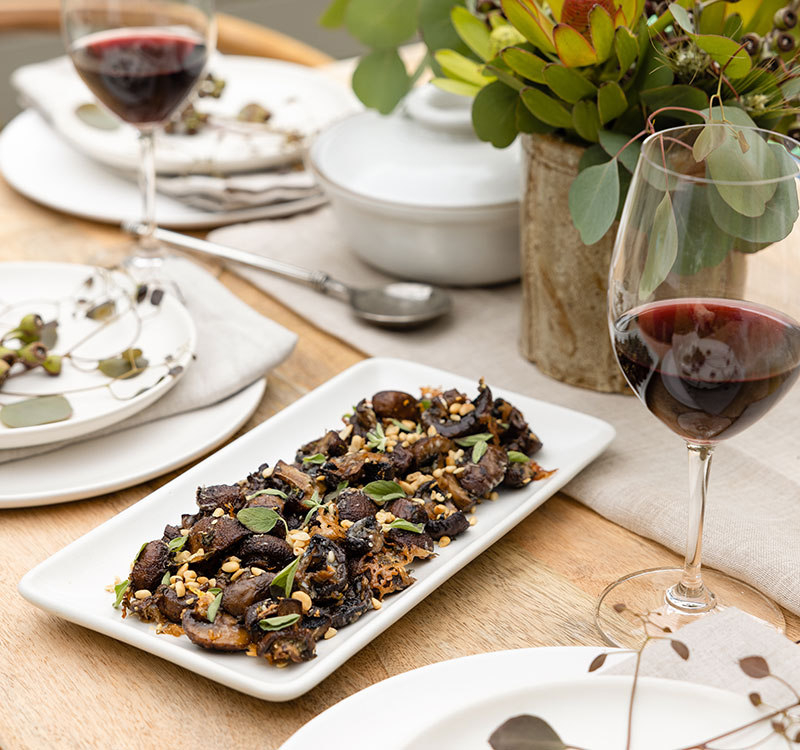 Mushrooms on Thanksgiving table