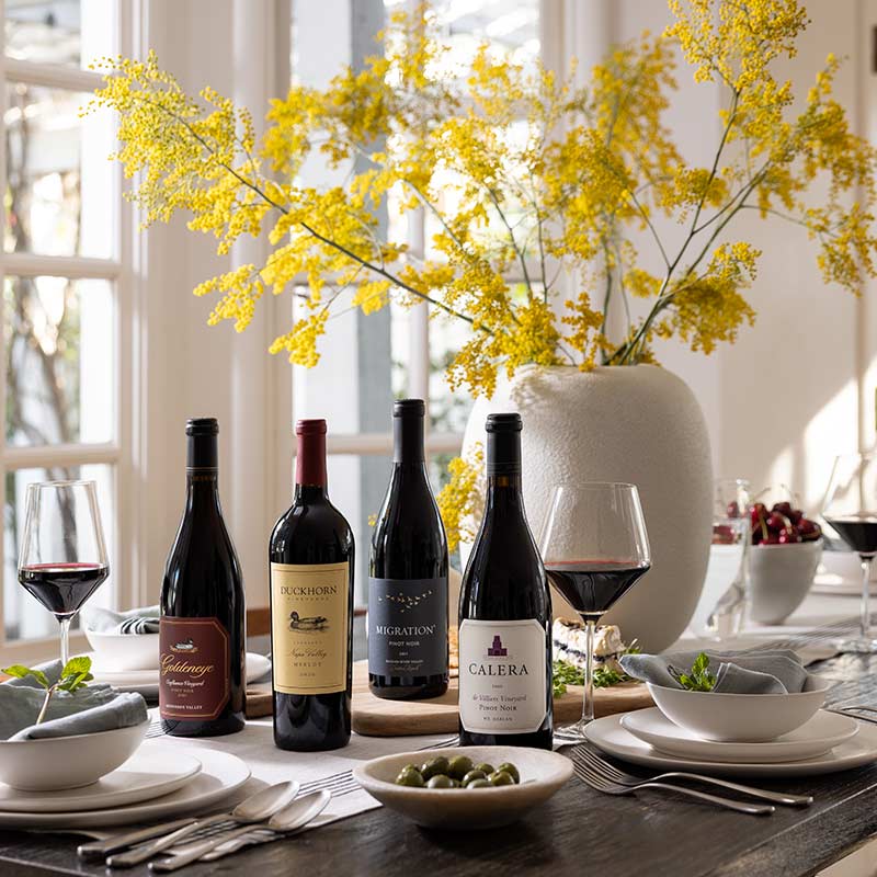 Five Duckhorn Portfolio wines on a table