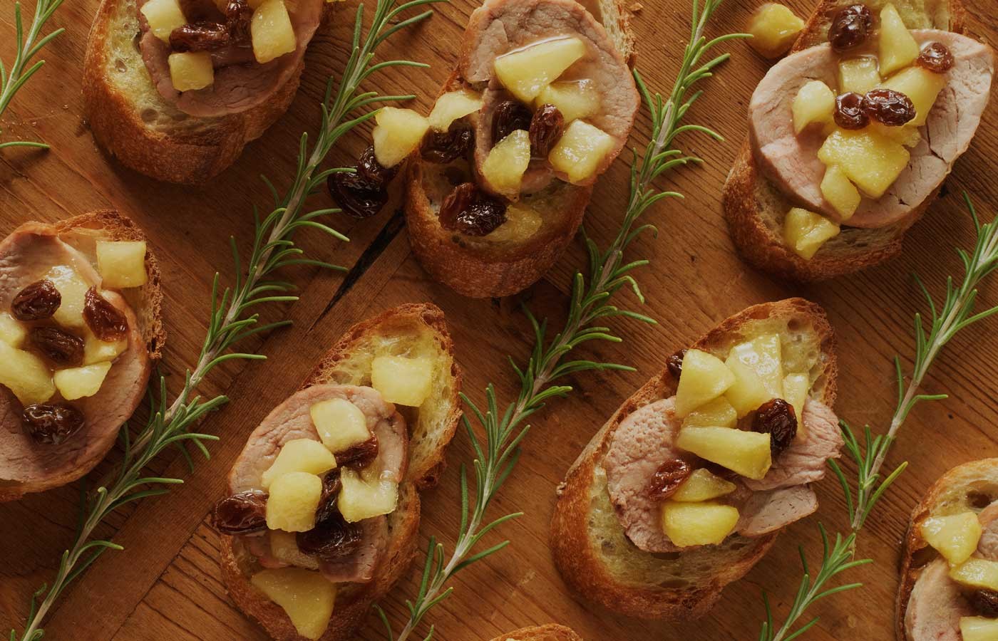 Pork 'Bruschetta' with Apple Mustard Compote
