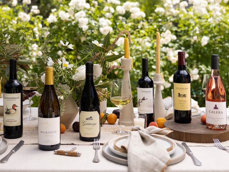 Duckhorn Vineyard wines on a outdoor table