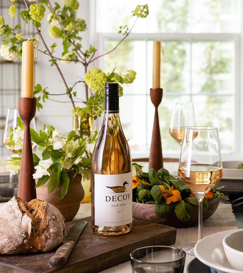 Decoy Rose on table