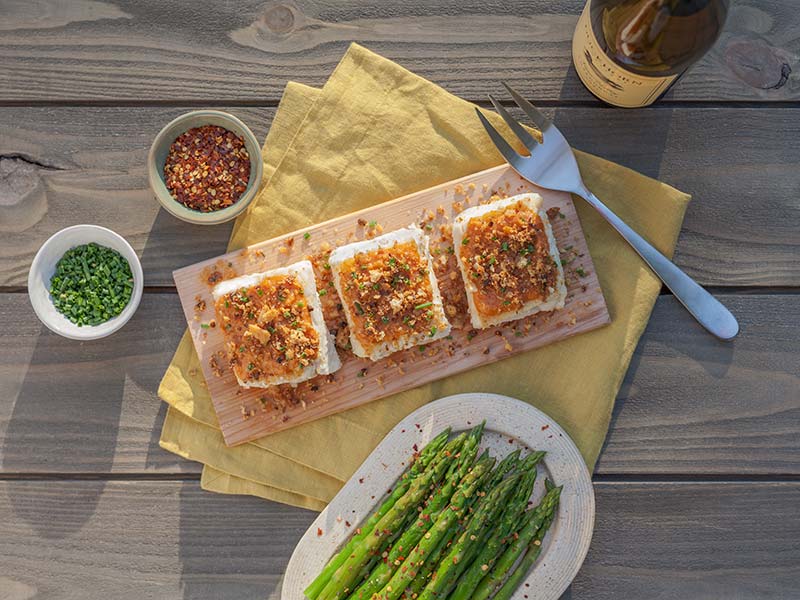 Crispy Sea Bass with Asparagus