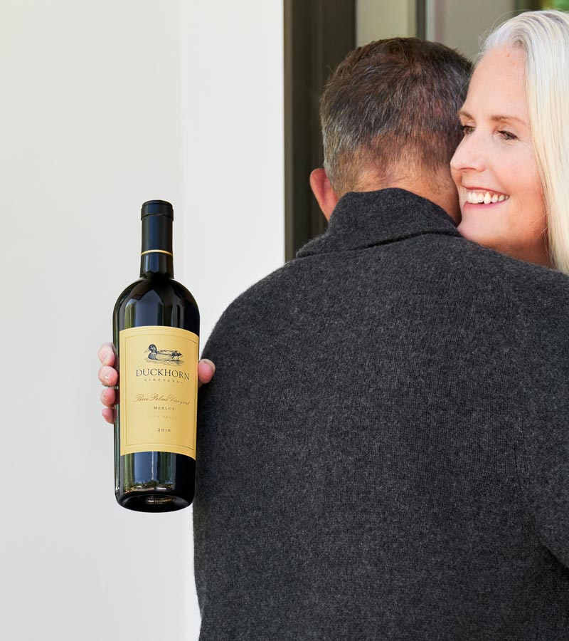 Duckhorn Vineyards Three Palms Merlot being gifted