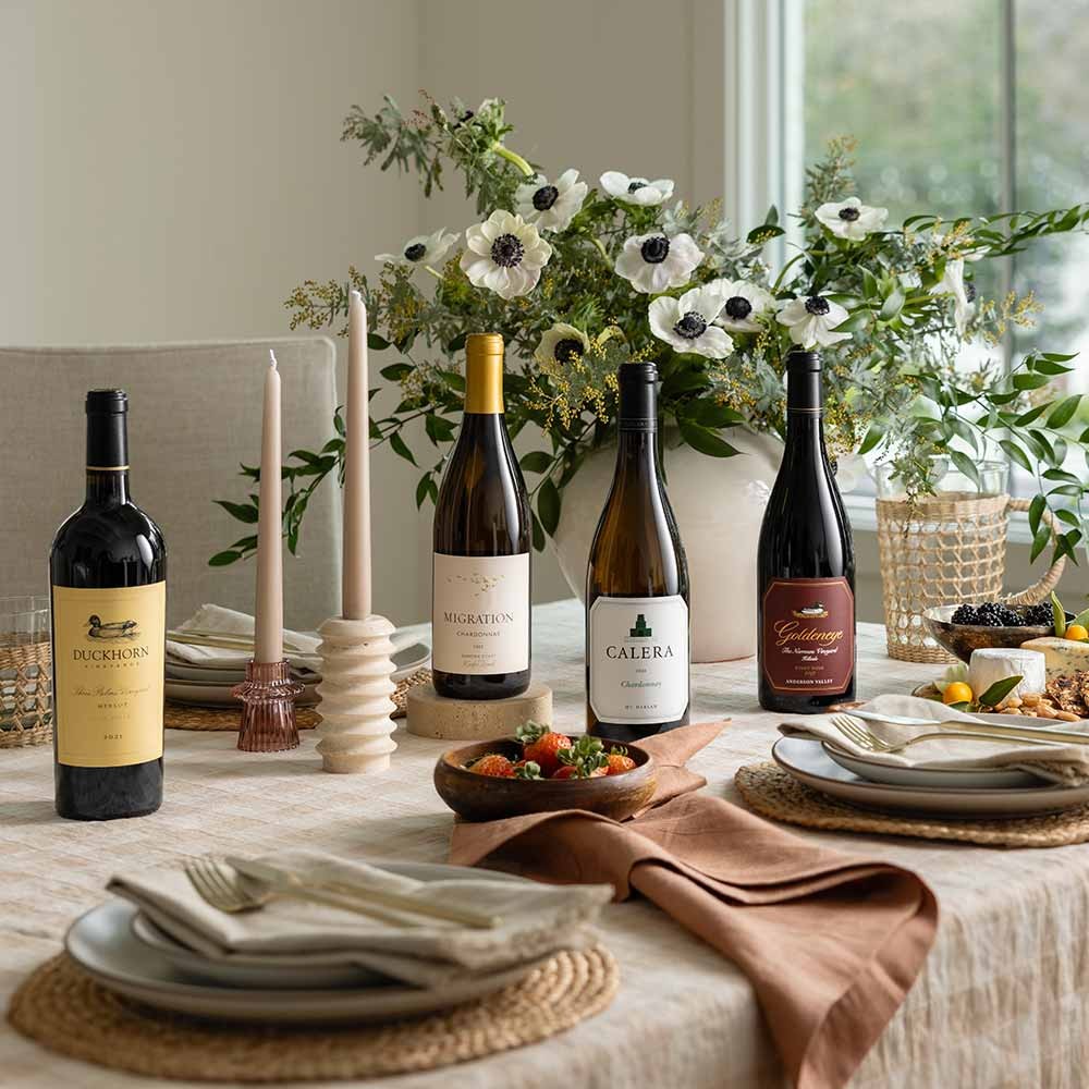 Duckhorn Portfolio wines on a table