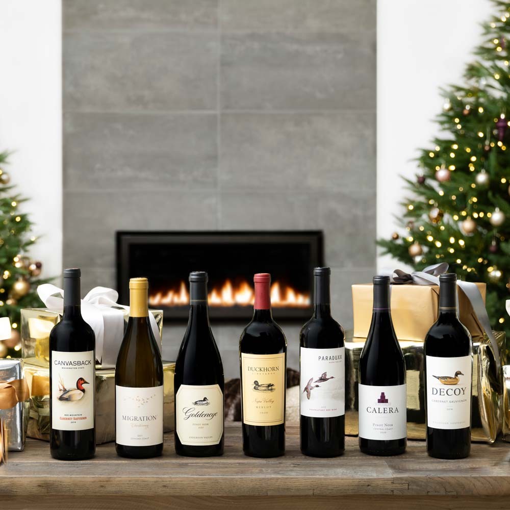The Duckhorn Portfolio wines in a Christmas living room