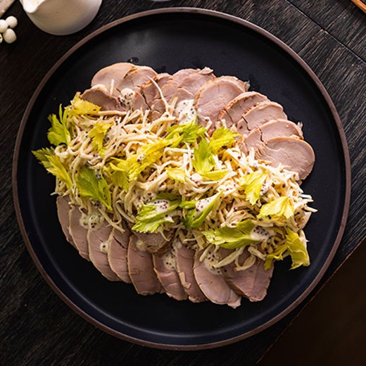 Cider Brined Pork Tenderloin with Apple-Celery Root Slaw and Honey Dijon Glaze