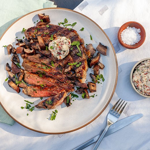 Ribeye Steaks with Blue Cheese Butter